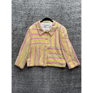 Chanel Tweed 3/4 Sleeve Jacket Blazer CC Buttons Wool & Silk Blend 2000C Size 46